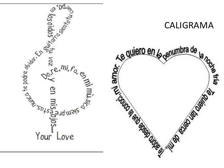 Ejemplo de caligrama de corazon - Imagui