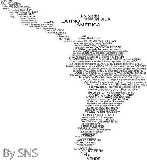 Calle 13 y América Latina. Mapa de América Latina con letra ...