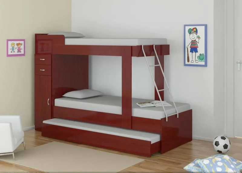 Cama litera con cama auxiliar ref. 334-Sets Dormitorio ...