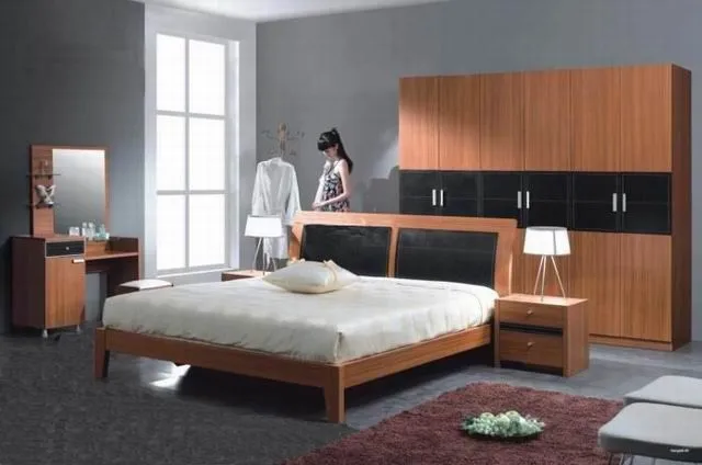 De madera cómoda cama doble - diseño ergonómico-Conjunto de ...