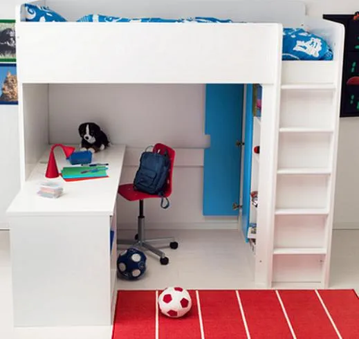 Ikea STUVA: Camas altas para niños con escritorio y armario ...