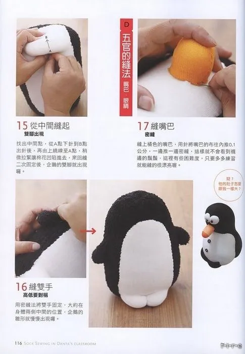 Cambiando miradas: Pinguino hecho con calcetines