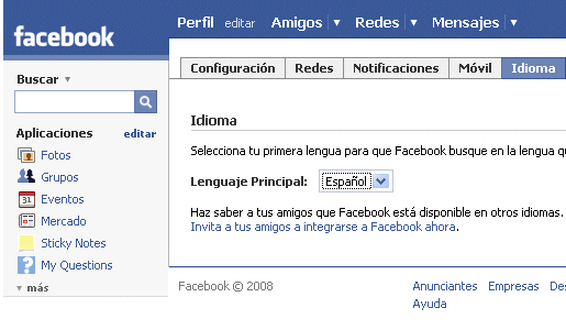 Cómo Cambiar el idioma de Facebook al Español