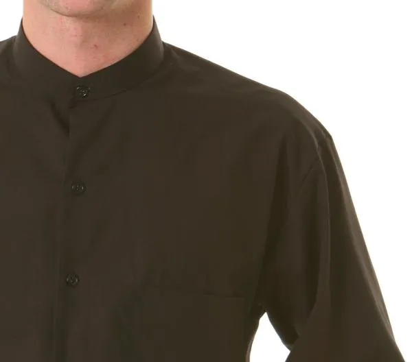 Camisa manga larga Artel negra cuello mao, canesú y dos pinzas