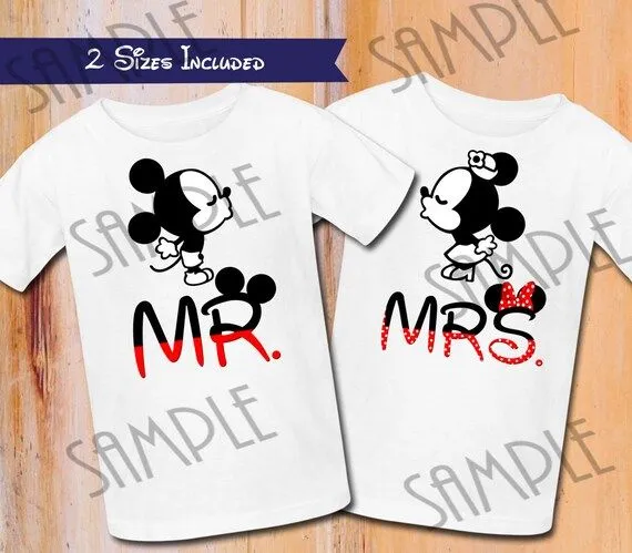 Camiseta Disney Mickey Minnie Sr. Sra. Disney por Fantasyprintables
