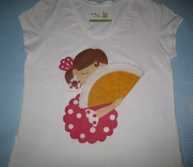 Camiseta de flamenca en fieltro | Camisetas patchwork | Pinterest