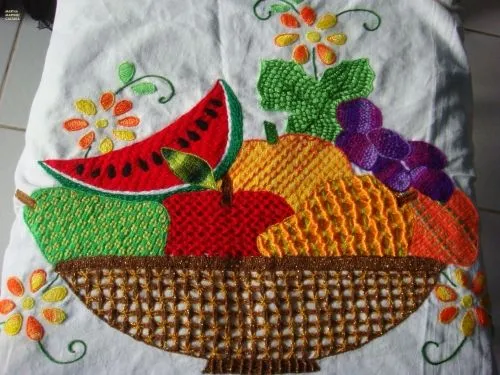 Como pintar en tela una canasta con frutas - Imagui