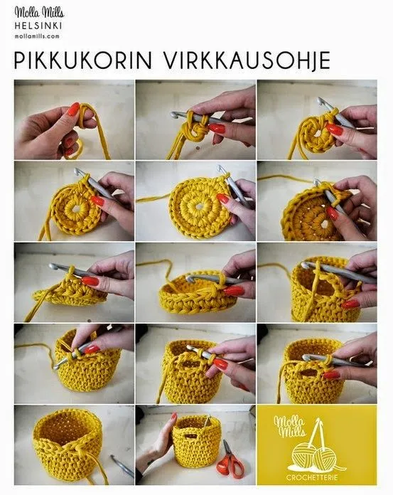 Canasta tejida al crochet | Crochet y Dos agujas