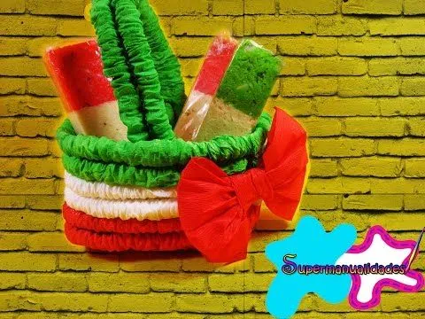Canastita de papel crepé tricolor ☾SUPERMANUALIDADES ☽ - YouTube