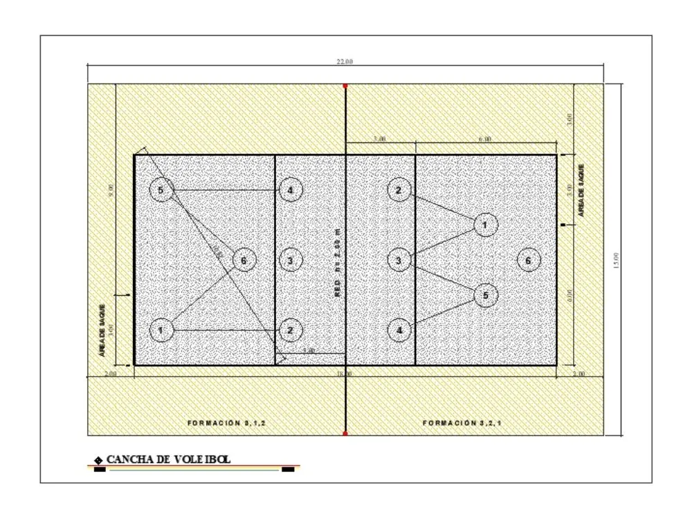 Cancha de voleibol. en AutoCAD | Descargar CAD gratis (228.64 KB) |  Bibliocad