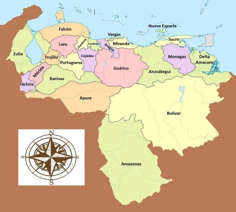 Estados y capitales de Venezuela (Con Mapa)