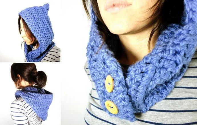 Cómo hacer una capucha cuello con ganchillo crochet lana gruesa ...