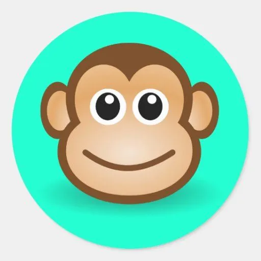 Cara feliz del mono del dibujo animado lindo pegatina redonda | Zazzle