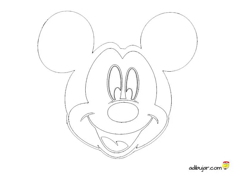 Cara de Mickey Mouse para calcar colorear | adibujar.com