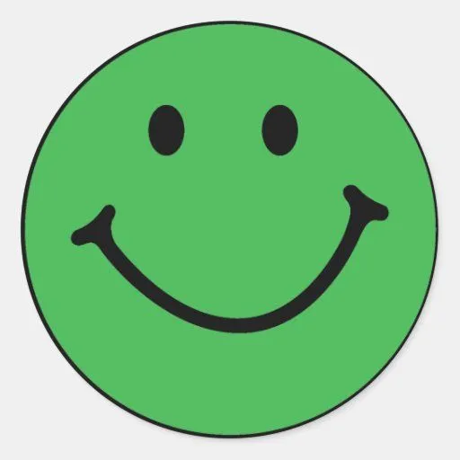 cara sonriente verde clásica pegatina redonda | Zazzle