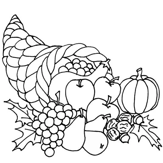 Caracol de Accion de Gracias con frutas para colorear ~ Dibujos ...