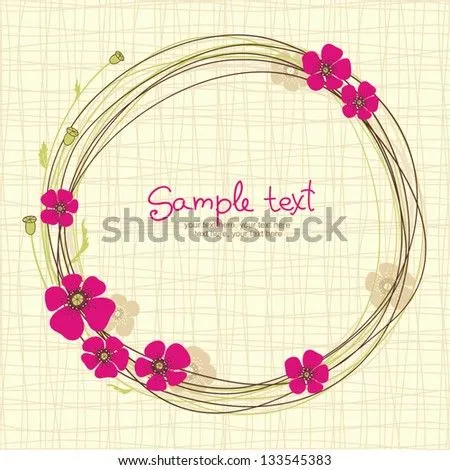 Card With Floral Pattern And Text. Wreath Of Poppy Flowers Stock ...