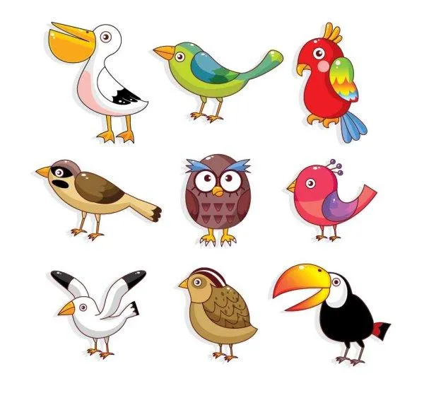 Coloridas caricaturas de aves - Paperblog