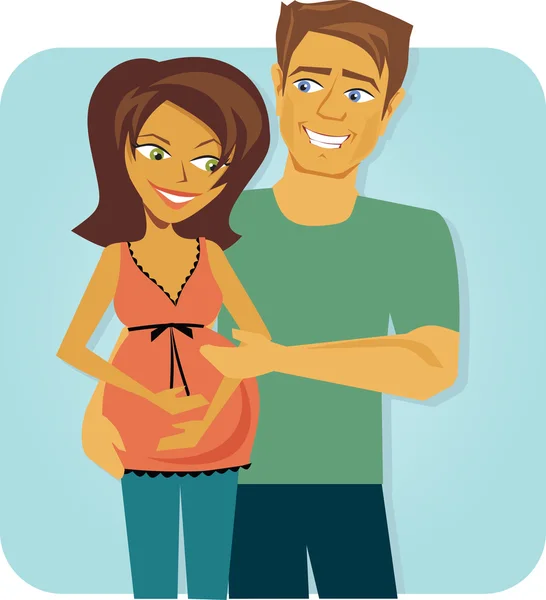 Caricatura de la feliz pareja embarazada — Vector stock ...