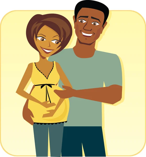 Caricatura de la feliz pareja embarazada — Vector stock ...