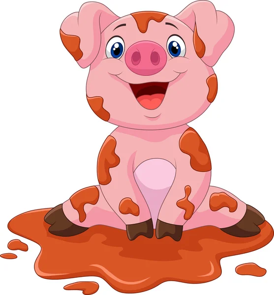 Caricatura lindo bebé cerdo — Vector stock © tigatelu #73710329