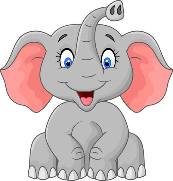 Caricatura lindo elefante sentado — Vector stock © tigatelu #70908029