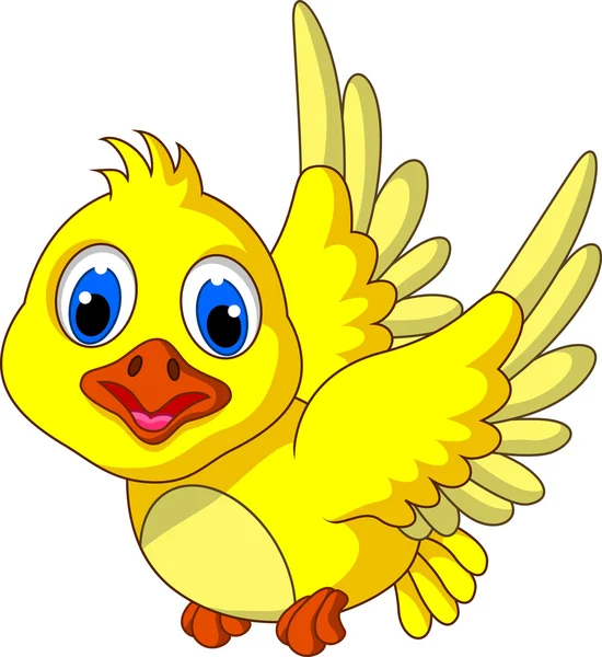 Caricatura lindo pájaro amarillo volando — Vector stock ...