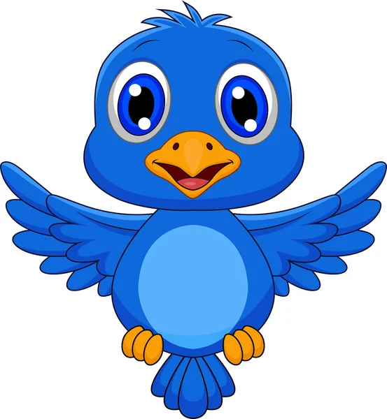 Caricatura lindo pájaro azul volando — Vector stock © tigatelu ...