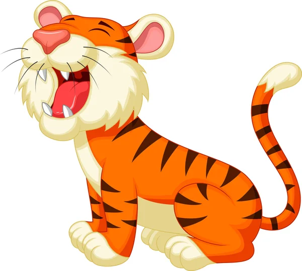 Caricatura lindo tigre rugiendo — Vector stock © tigatelu #35527383