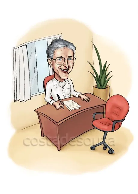 Caricatura de médico no consultório | Costa de Souza