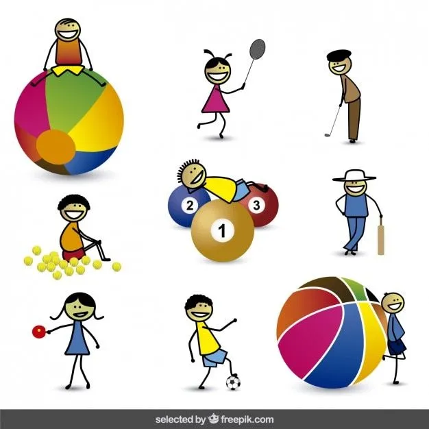 Caricatura de niños felices con diferentes bolas | Descargar ...