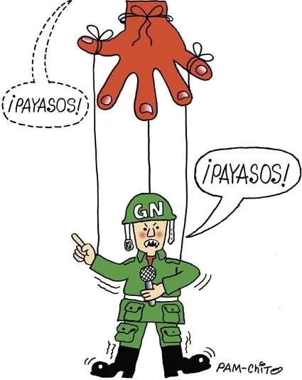 Caricatura Pamchito: GN/PAYASOS | LA PROTESTA MILITAR (III)
