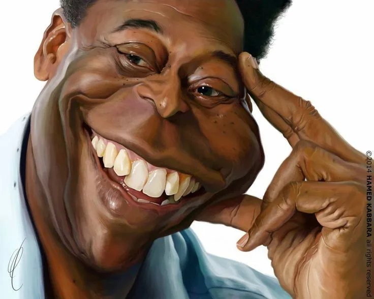 Caricatura de Pelé. | Caricaturas de hispanos famosos | Pinterest