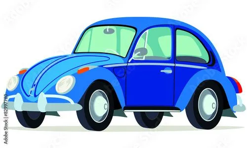 Caricatura de Volkswagen azul en vista frontal y lateral" Imágenes ...