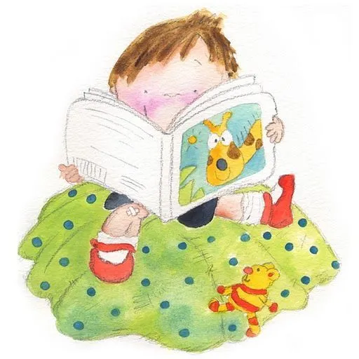 Dibujos tiernos para colorear de niños leyendo un libro - Imagui