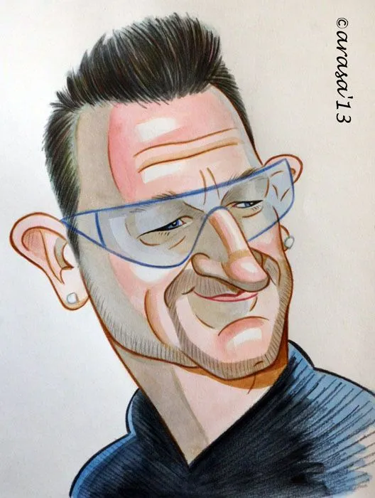 Caricaturas de famosos: Bono de U2.