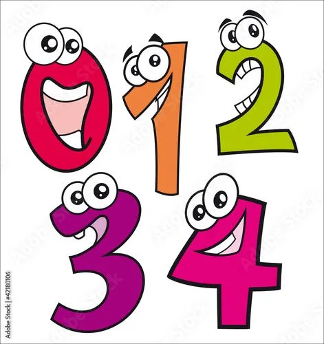 Caricaturas de números felices desde el número cero al cuatro ...