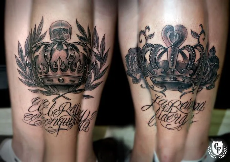 Carlos Art Studio: Tatuaje corona rey reina calavera laurel rosa ...