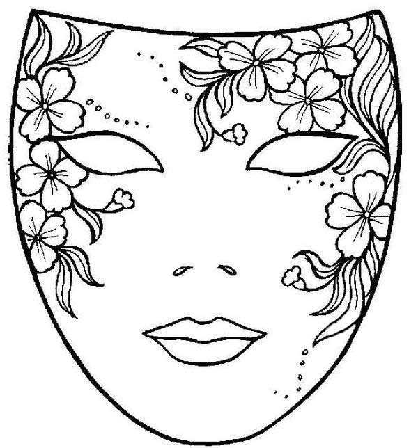 Dibujo Máscara de Carnaval con Flores | Carnavales | Láminas para ...