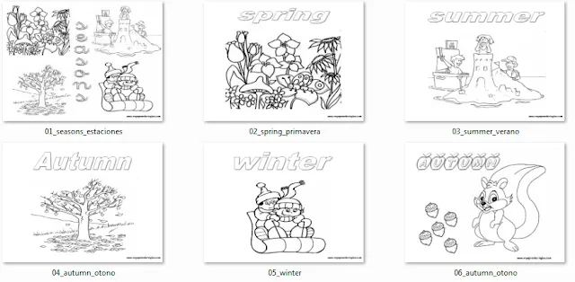 Dibujos de las cuatro estaciones del año para colorear - Imagui