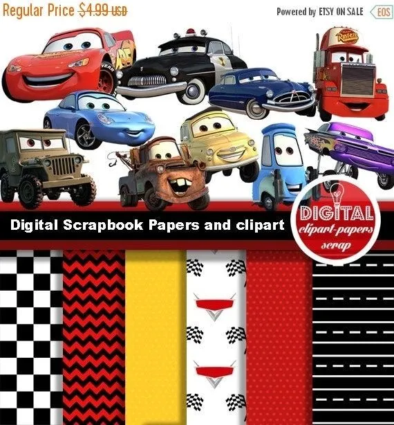 Cars la pelicula 1 2 3 clipart clip art por DigitalClipArtPapers