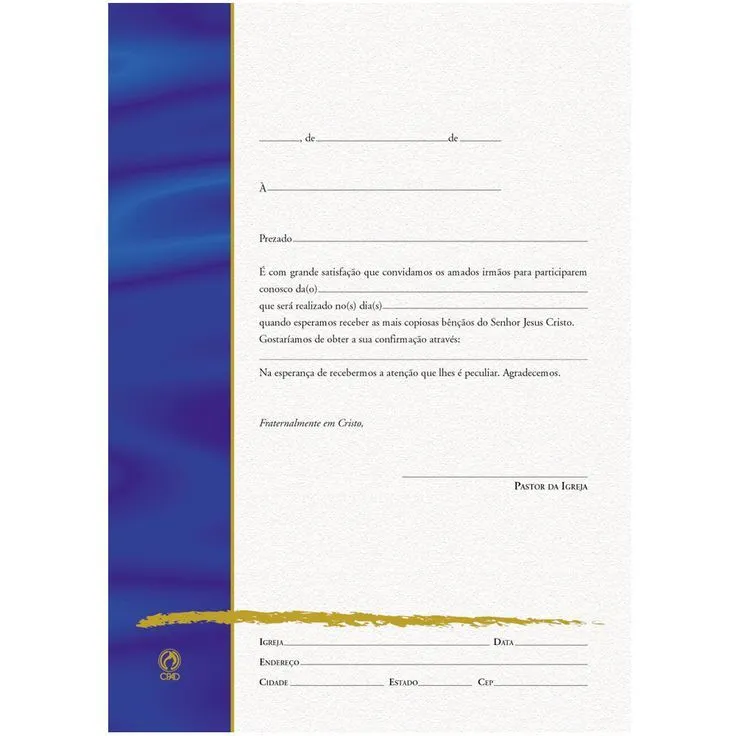 Carta Convite para Eventos (Igrejas) - CPAD - CPAD | Modelo de carta convite, Convite evento, Modelos de carta Carta Convite para Eventos (Igrejas) - CPAD - CPAD | Modelo de carta convite, Convite evento, Modelos de carta