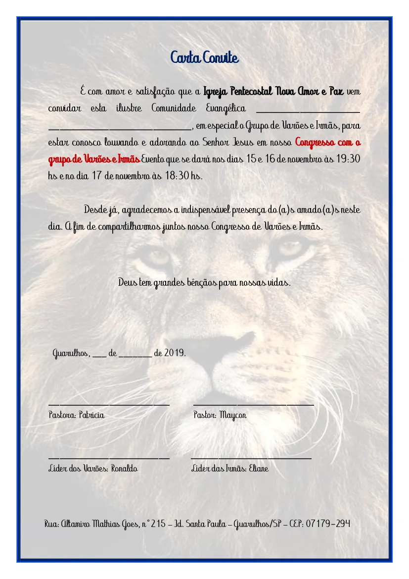 Carta Convite - Matheus - Baixar pdf de Doceru.com
