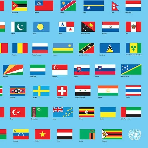 Cartel de banderas de las Naciones Unidas UN Art Print - Etsy México