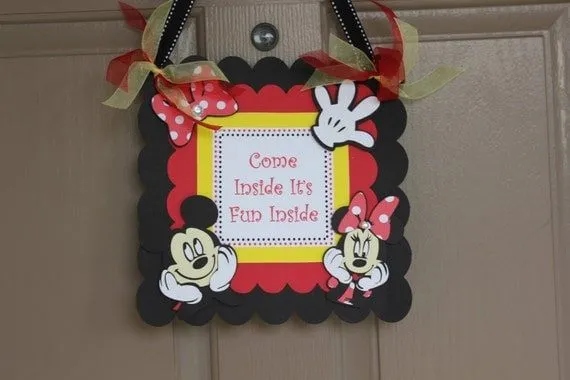 Mickey Mouse Party Sign Minnie Mouse Door by WhimsicallyCreated