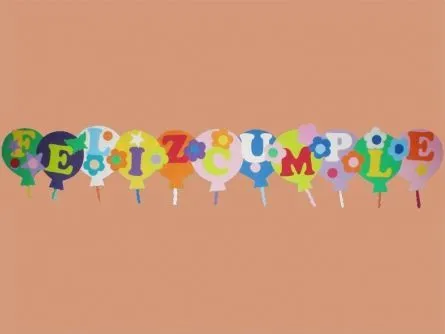 cartel goma eva globitos feliz cumple multicolor unisex | cajas ...