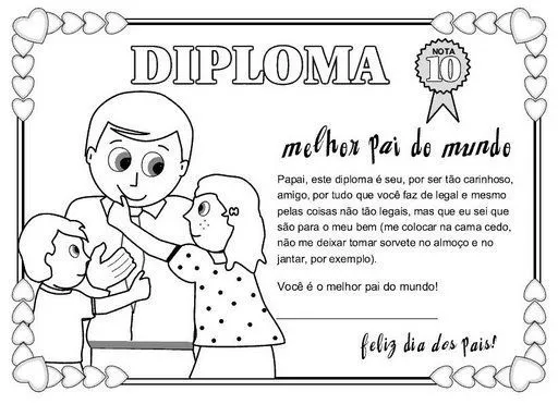 Carteles y diplomas del Día del Padre para colorear y regalar ...