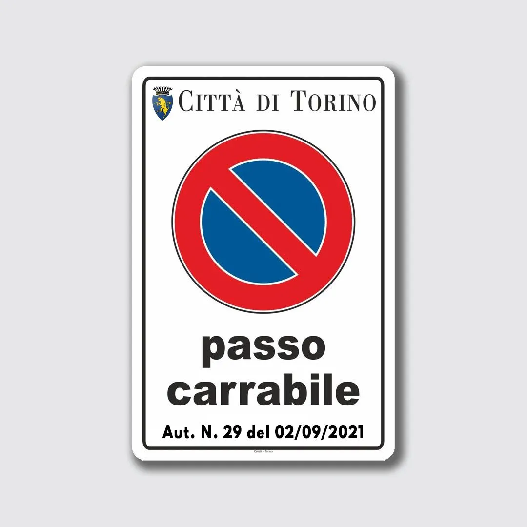 Cartello Passo Carrabile a Norma Personalizzabile in Alluminio Rifrangente  25 x 45 cm – Critelli.it