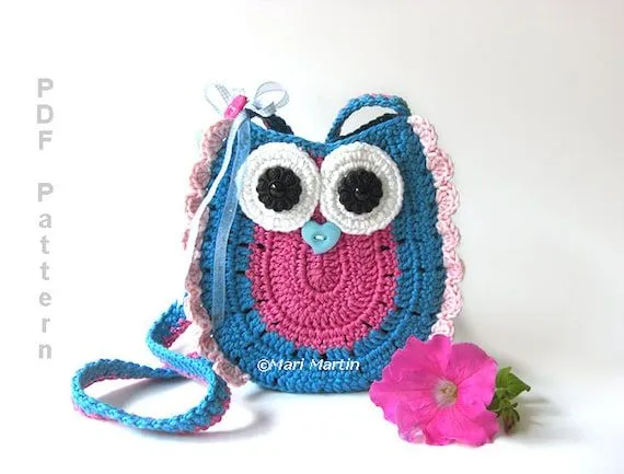 Crochet Owl Purse Pattern Bag Girls Handbag by MariMartin on Etsy
