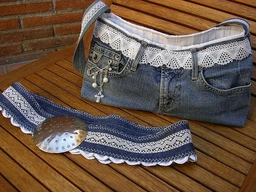 Cartera de jean con pantalones reciclados ~ Portal de Manualidades
